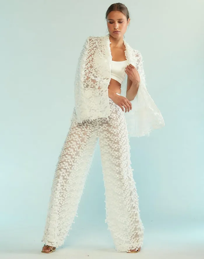 3d Embroidered Tulle Pants 8211 White Women Cynthia Rowley Bottoms