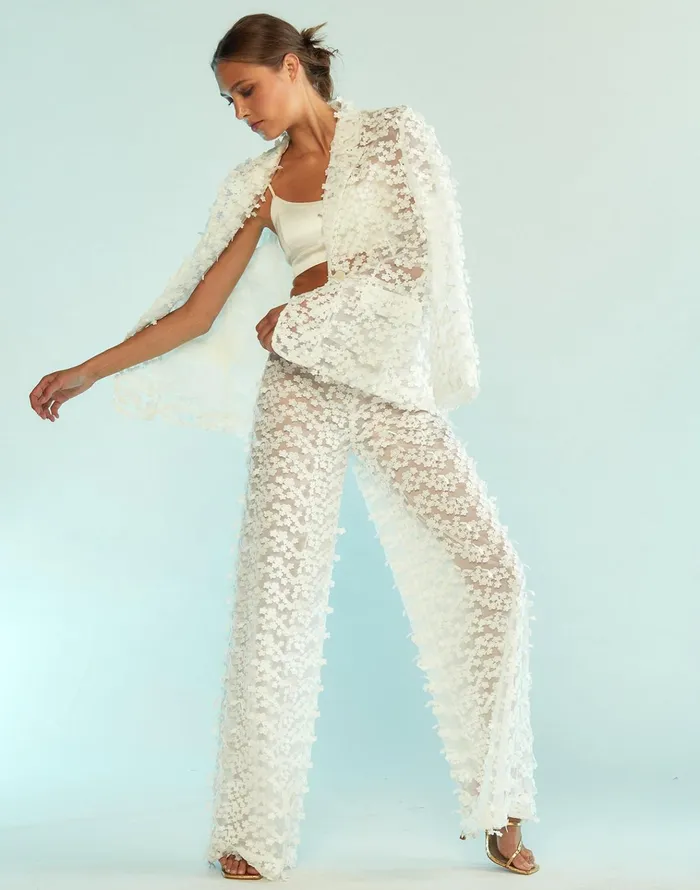 3d Embroidered Tulle Pants 8211 White Women Cynthia Rowley Bottoms