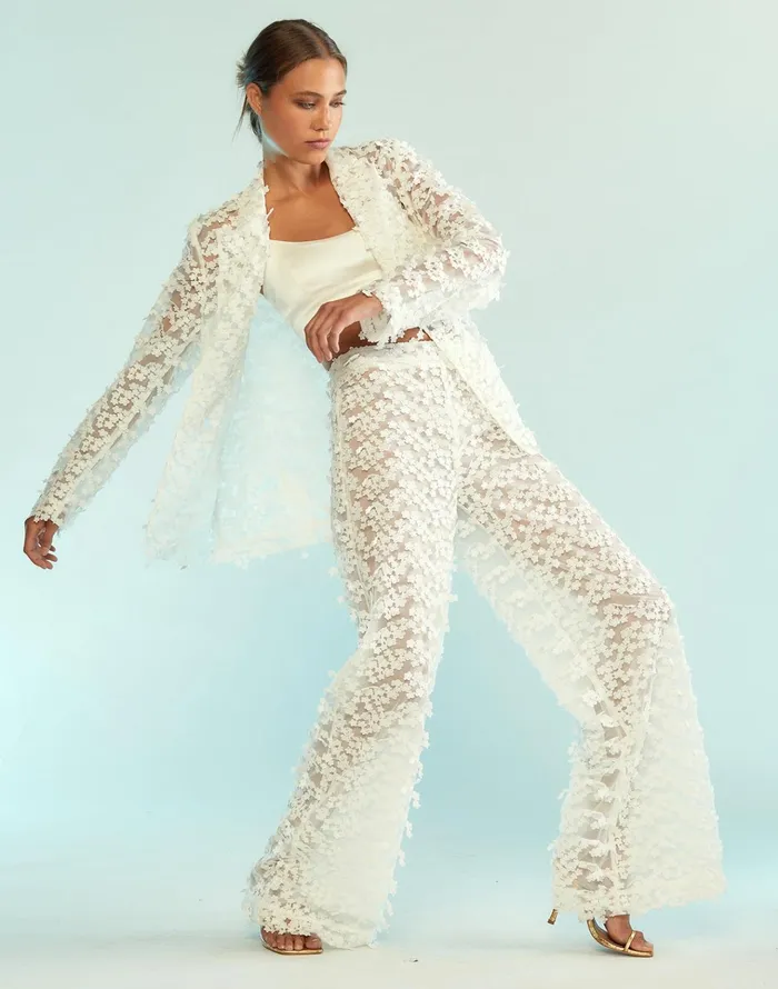 3d Embroidered Tulle Pants 8211 White Women Cynthia Rowley Bottoms