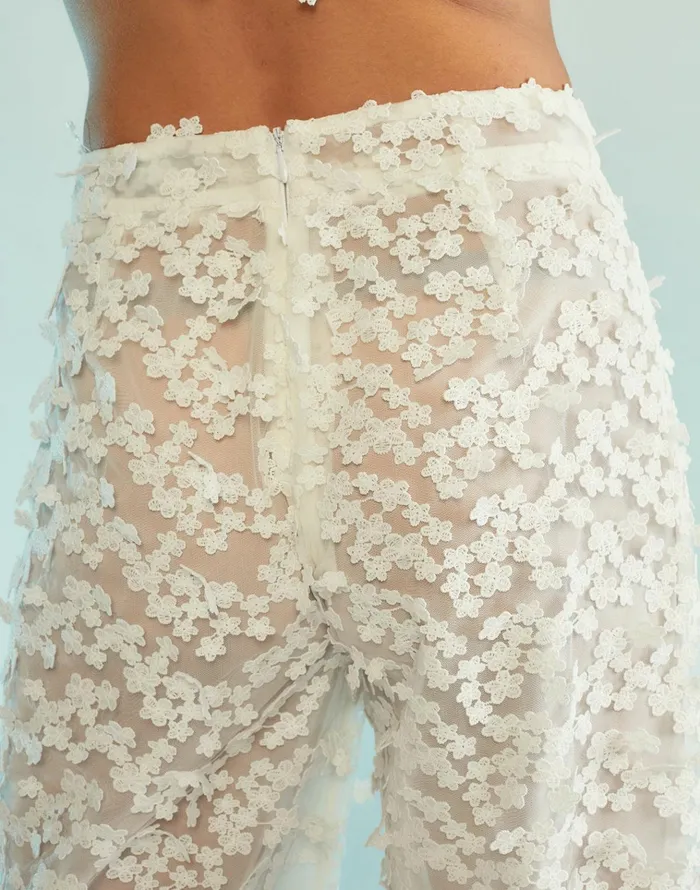 3d Embroidered Tulle Pants 8211 White Women Cynthia Rowley Bottoms