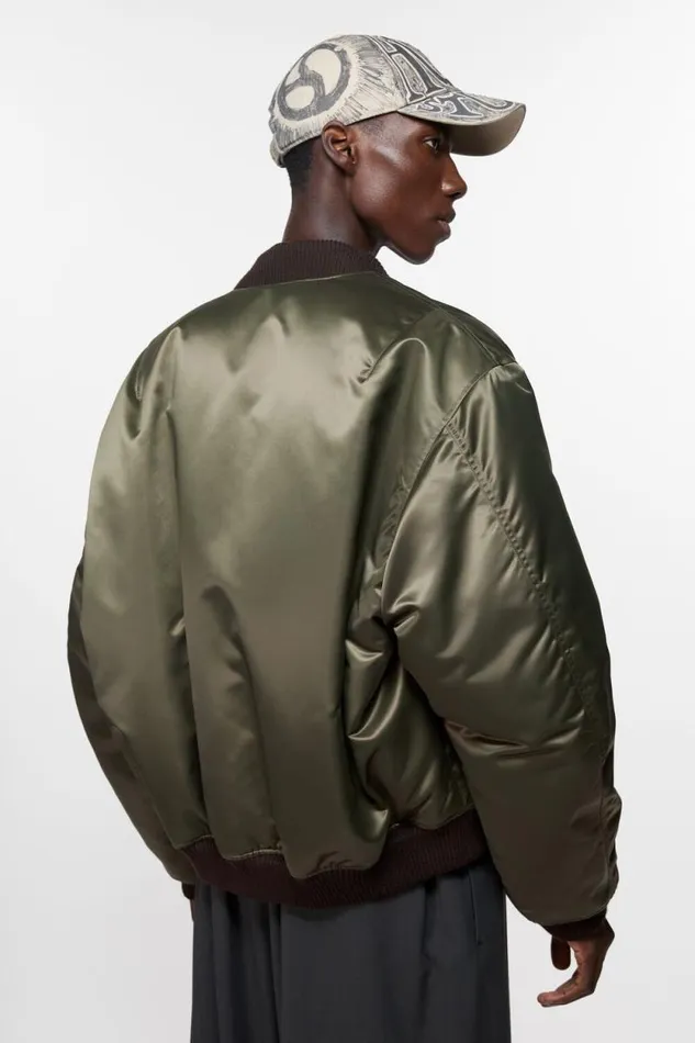 Acne Studios Bomber Jacket Logogram Military Green Man Outerwear