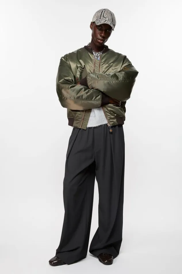Acne Studios Bomber Jacket Logogram Military Green Man Outerwear