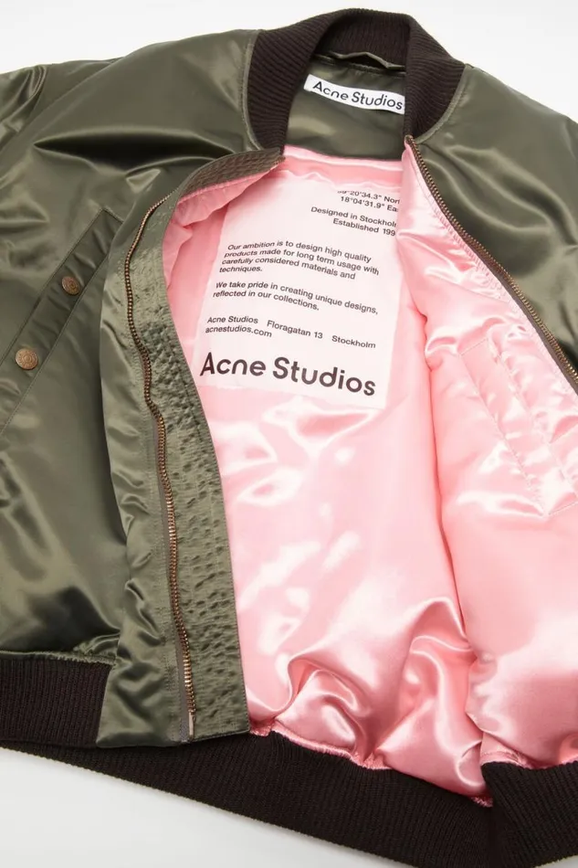 Acne Studios Bomber Jacket Logogram Military Green Man Outerwear