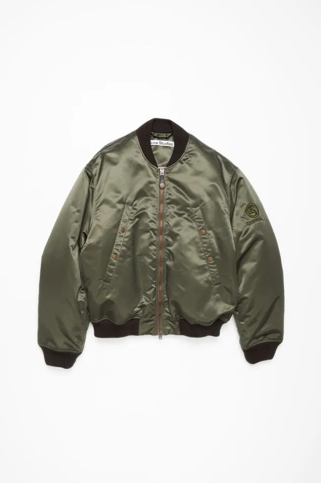 Acne Studios Bomber Jacket Logogram Military Green Man Outerwear