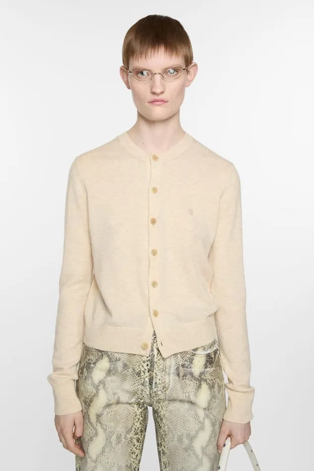Acne Studios Cadigan Yak Wool 8211 Fitted Fit Oatmeal Melange Woman Knitwear