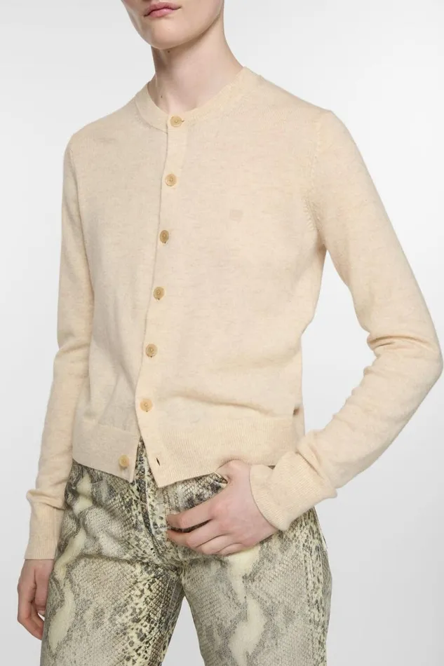 Acne Studios Cadigan Yak Wool 8211 Fitted Fit Oatmeal Melange Woman Knitwear