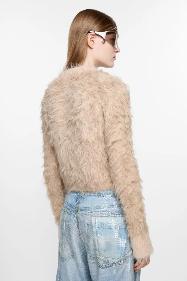 Acne Studios Cardigan Textured Beige Woman Knitwear