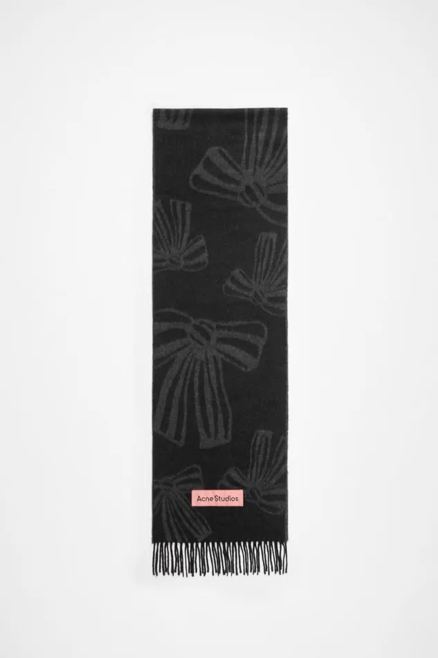 Acne Studios Cashmere Jacquard Scarf Blackgrey Woman Scarves