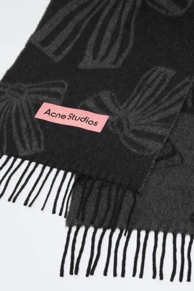 Acne Studios Cashmere Jacquard Scarf Blackgrey Woman Scarves