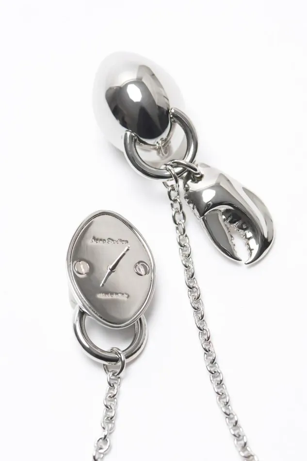 Acne Studios Chain Earrings Silver Man Jewellery