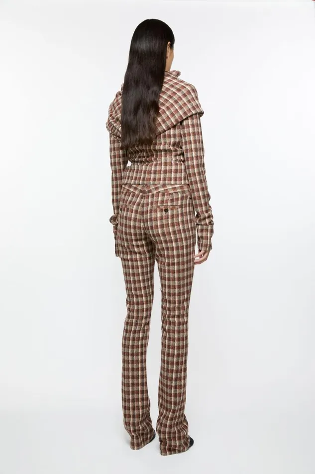 Acne Studios Check Tailored Trousers Beigebrown Woman Trousers