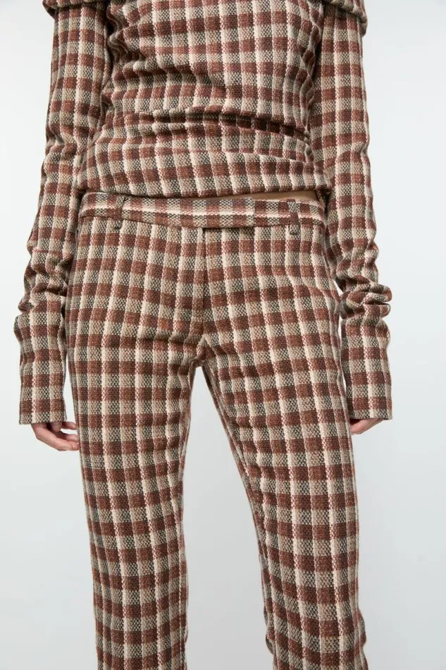 Acne Studios Check Tailored Trousers Beigebrown Woman Trousers