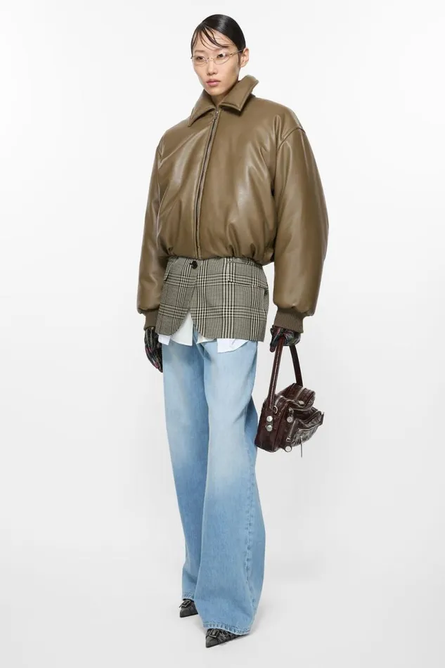 Acne Studios Coated Bomber Jacket Khaki Green Woman Outerwear