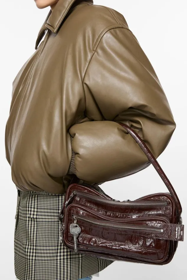 Acne Studios Coated Bomber Jacket Khaki Green Woman Outerwear