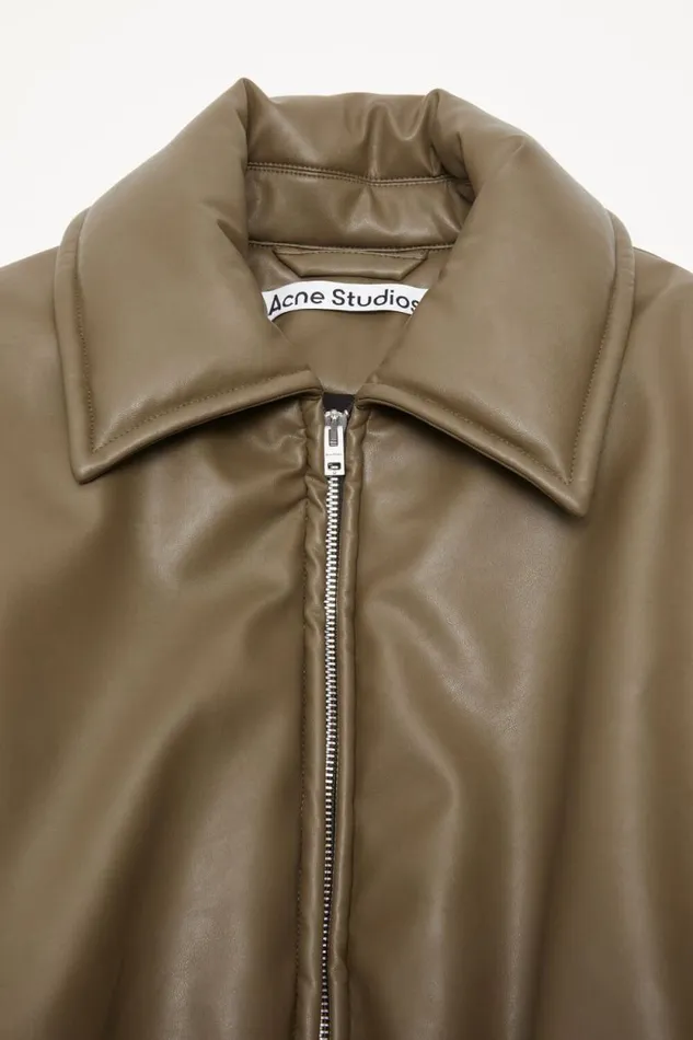 Acne Studios Coated Bomber Jacket Khaki Green Woman Outerwear