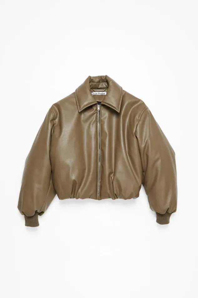 Acne Studios Coated Bomber Jacket Khaki Green Woman Outerwear