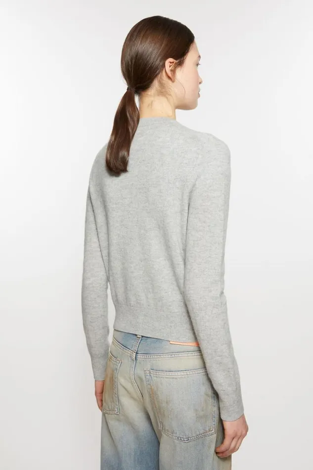 Acne Studios Crew Neck Cardigan Light Grey Melange Woman Knitwear