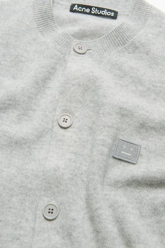Acne Studios Crew Neck Cardigan Light Grey Melange Woman Knitwear