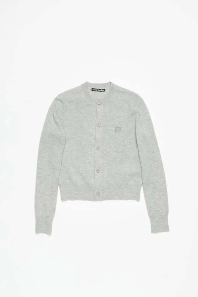 Acne Studios Crew Neck Cardigan Light Grey Melange Woman Knitwear