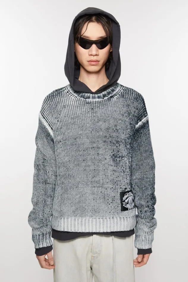 Acne Studios Crew Neck Jumper Blackwhite Man Knitwear