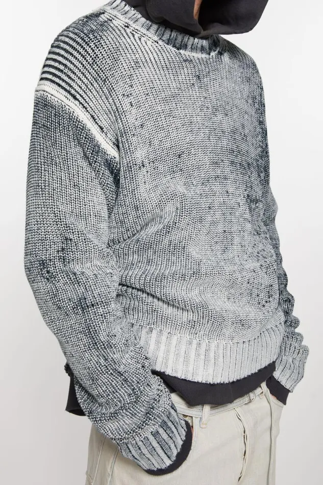 Acne Studios Crew Neck Jumper Blackwhite Man Knitwear