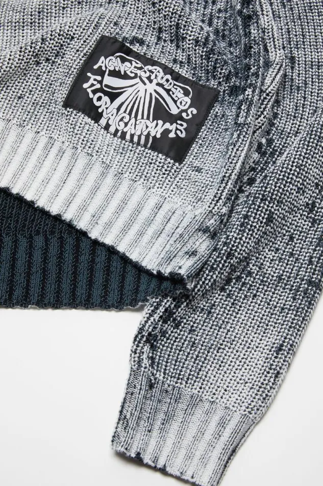 Acne Studios Crew Neck Jumper Blackwhite Man Knitwear