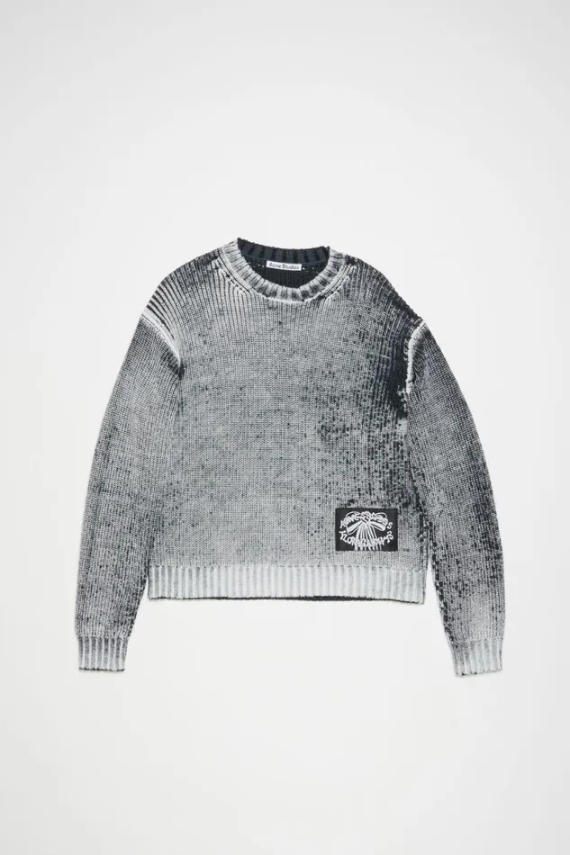 Acne Studios Crew Neck Jumper Blackwhite Man Knitwear