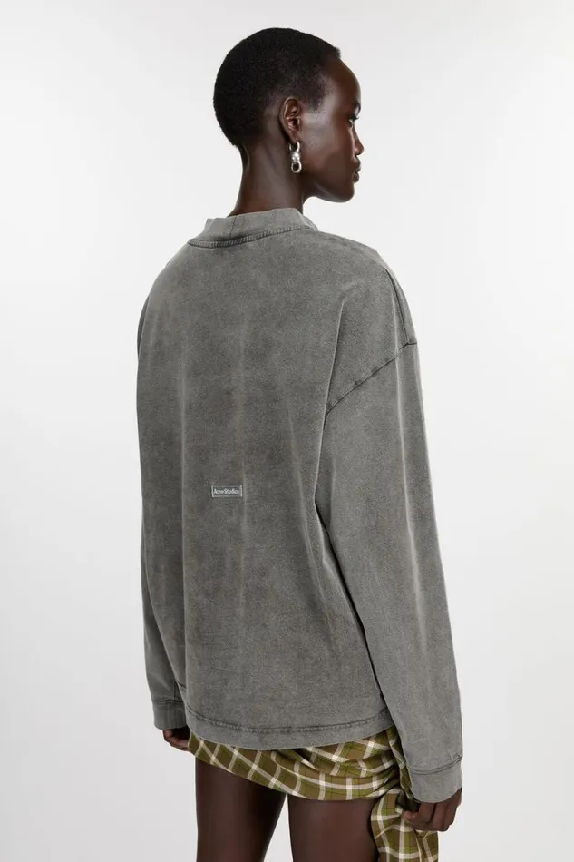 Acne Studios Crew Neck Sweater 8211 Relaxed Unisex Fit Faded Black Woman Tshirts