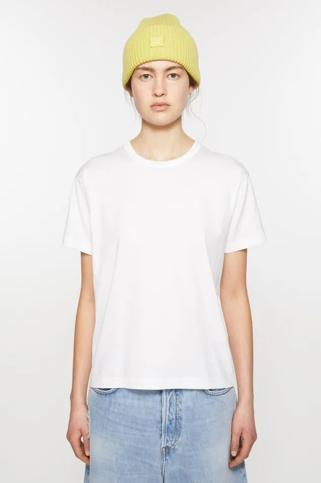 Acne Studios Crew Neck Tshirt Regular Fit Optic White Woman Tshirts