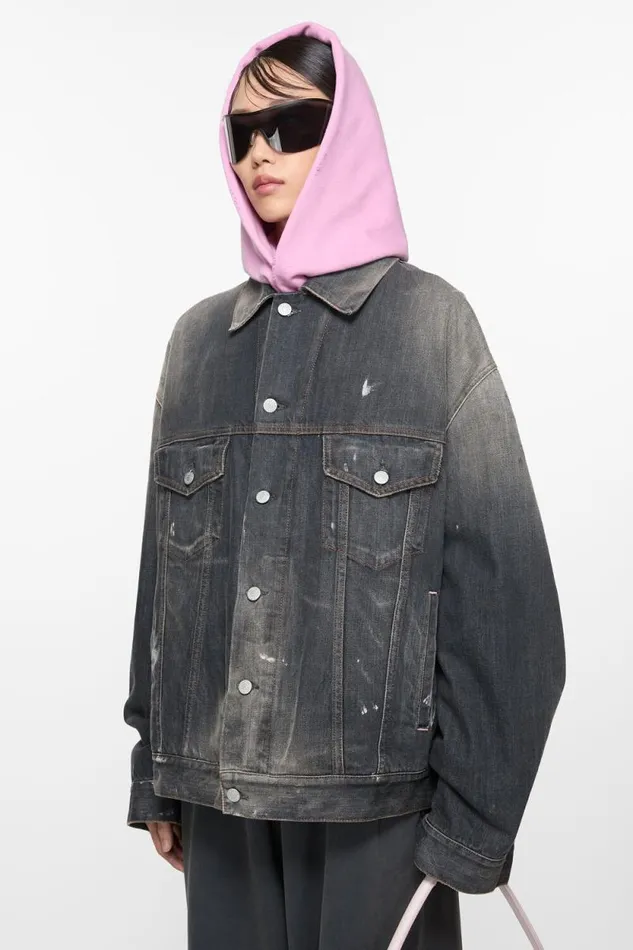 Acne Studios Denim Jacket 8211 Oversized Fit Black Woman Outerwear
