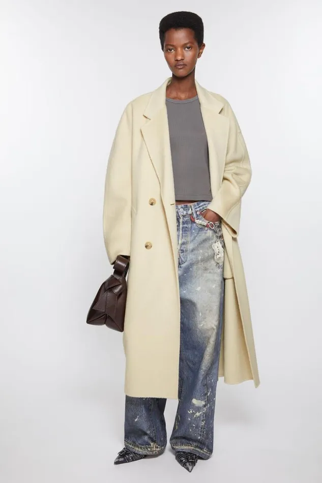 Acne Studios Doublebreasted Wool Coat Clay Beige Woman Outerwear