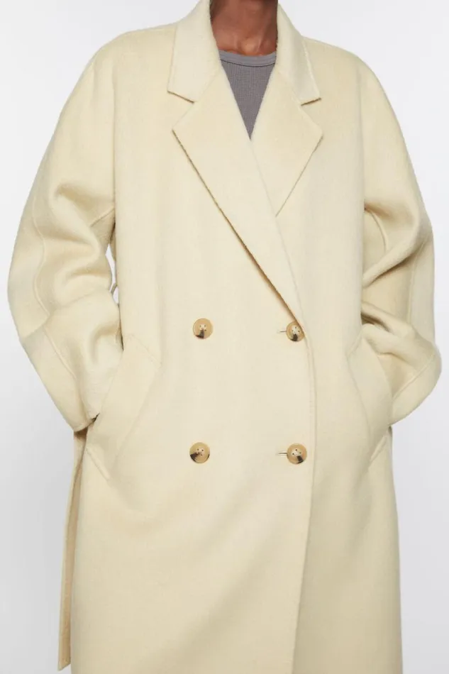 Acne Studios Doublebreasted Wool Coat Clay Beige Woman Outerwear
