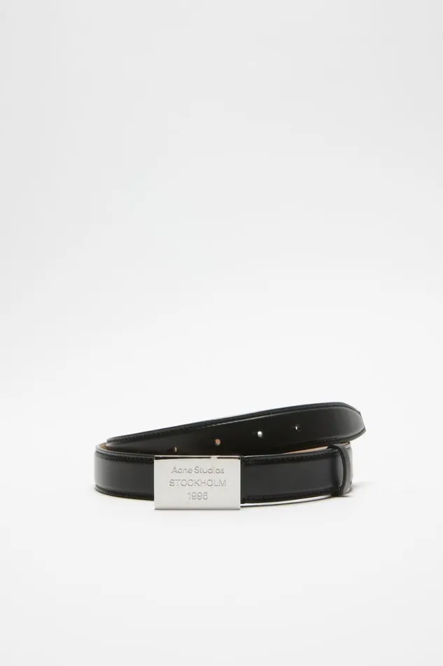 Acne Studios Engraved Logo Leather Belt Black Man Belts
