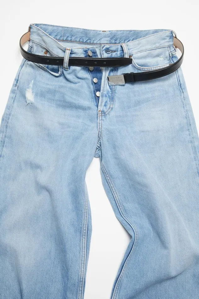 Acne Studios Engraved Logo Leather Belt Black Man Belts