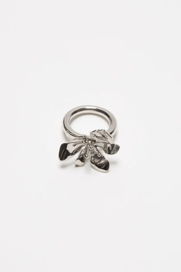 Acne Studios Flower Ring Silvertransparent Man Jewellery
