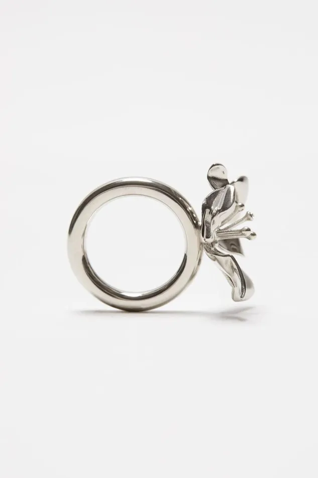 Acne Studios Flower Ring Silvertransparent Man Jewellery
