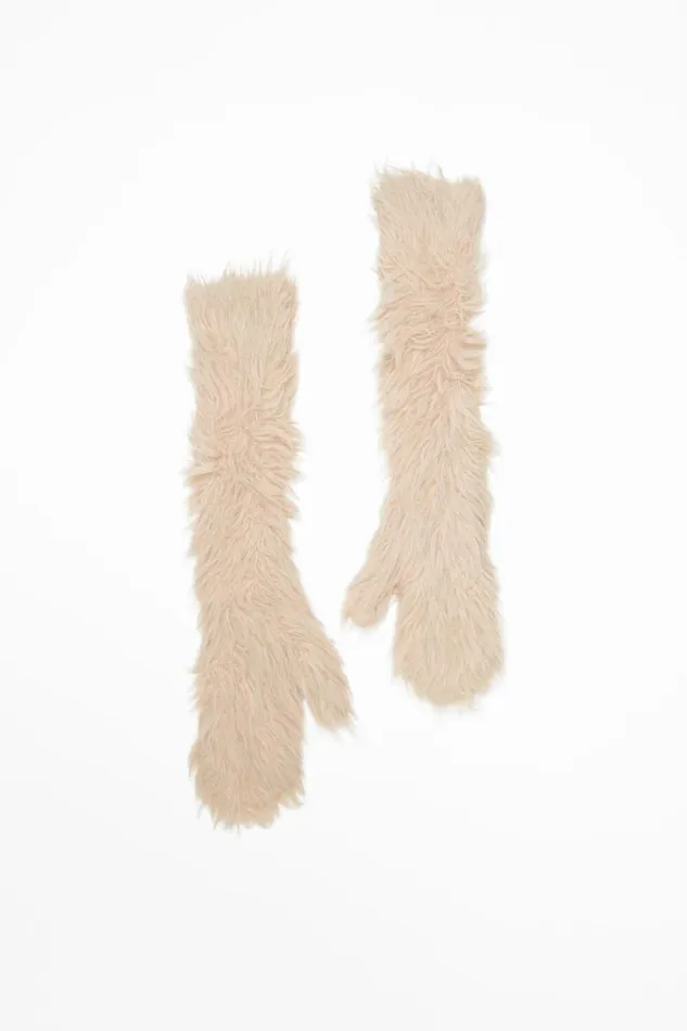 Acne Studios Fluffy Mittens Beige Woman Other Accessories