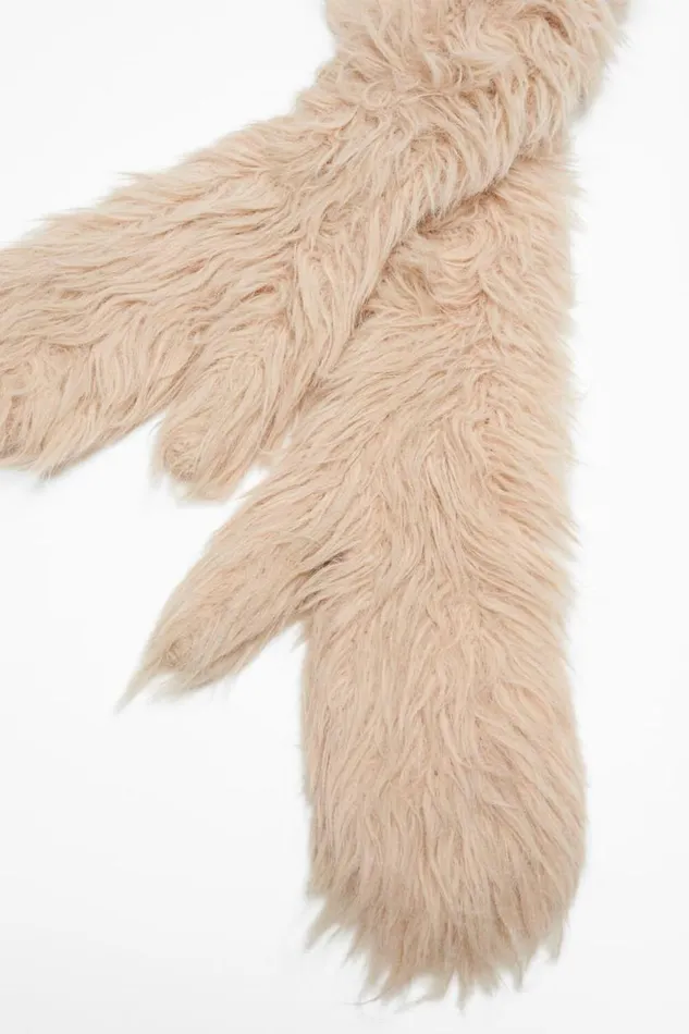 Acne Studios Fluffy Mittens Beige Woman Other Accessories