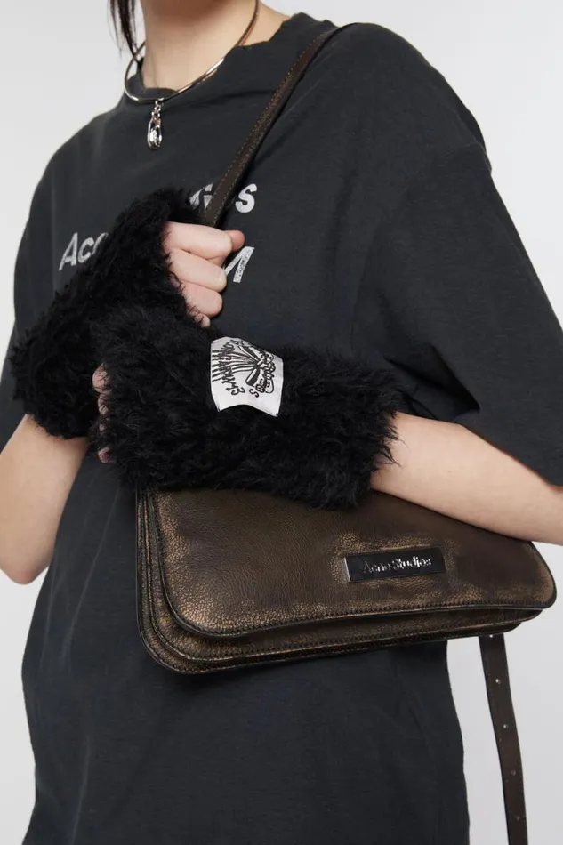 Acne Studios Fluffy Mittens Black Man Other Accessories