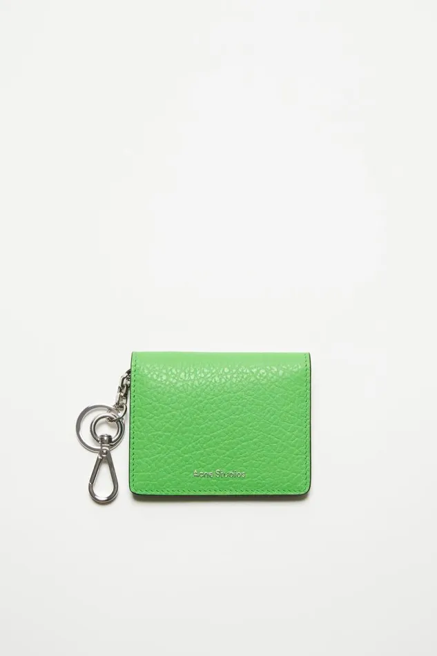 Acne Studios Folded Leather Wallet Green Woman Small Leather Goods