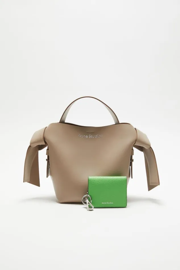 Acne Studios Folded Leather Wallet Green Woman Small Leather Goods