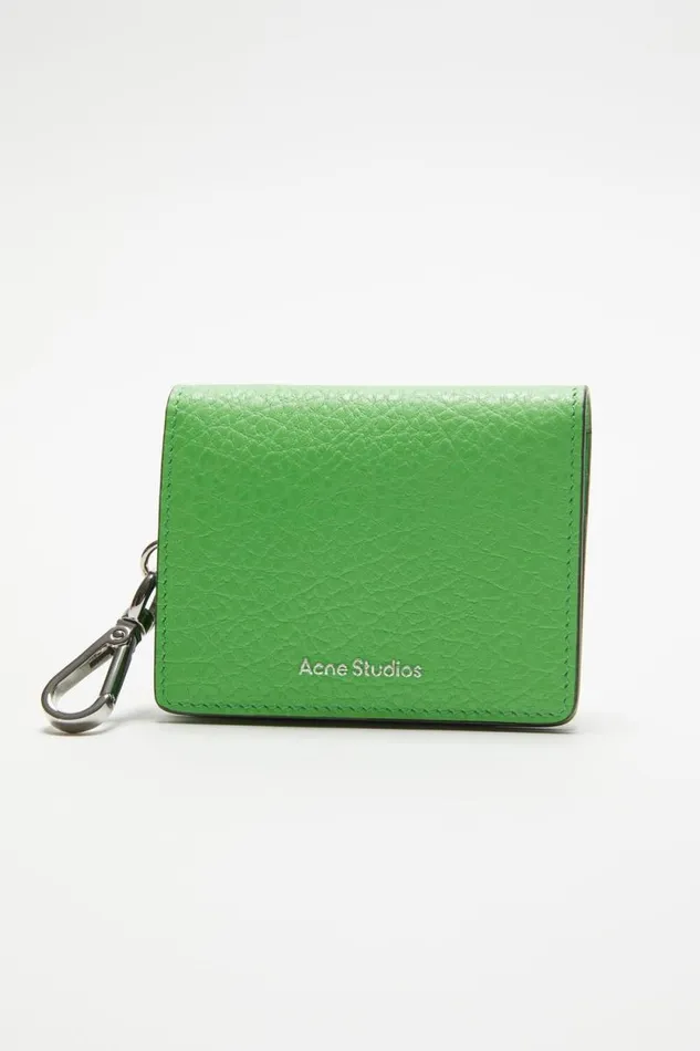 Acne Studios Folded Leather Wallet Green Woman Small Leather Goods