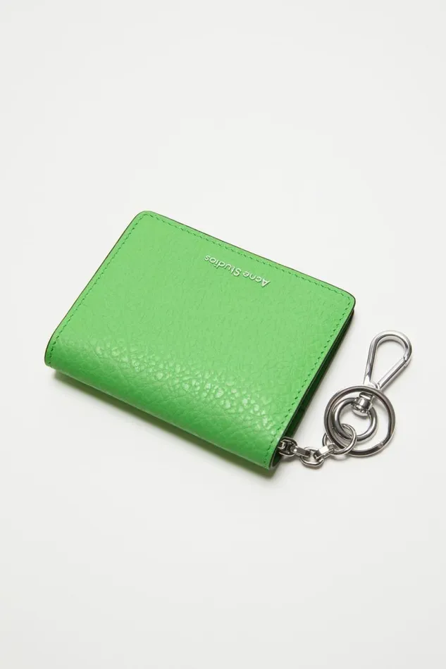 Acne Studios Folded Leather Wallet Green Woman Small Leather Goods