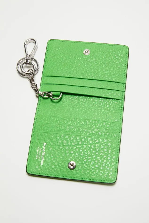 Acne Studios Folded Leather Wallet Green Woman Small Leather Goods