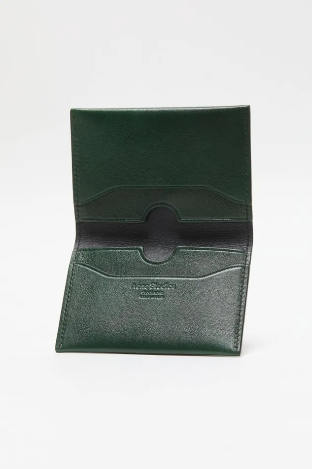 Acne Studios Folded Leather Wallet Olive Green Man Small Leather Goods