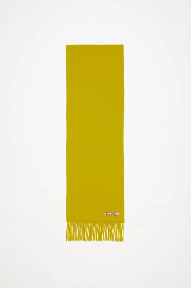 Acne Studios Fringe Wool Scarf 8211 Skinny Acid Yellow Woman Scarves