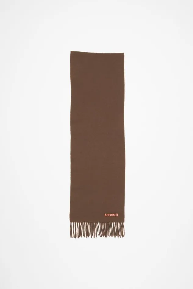 Acne Studios Fringe Wool Scarf 8211 Skinny Chocolate Brown Woman Scarves