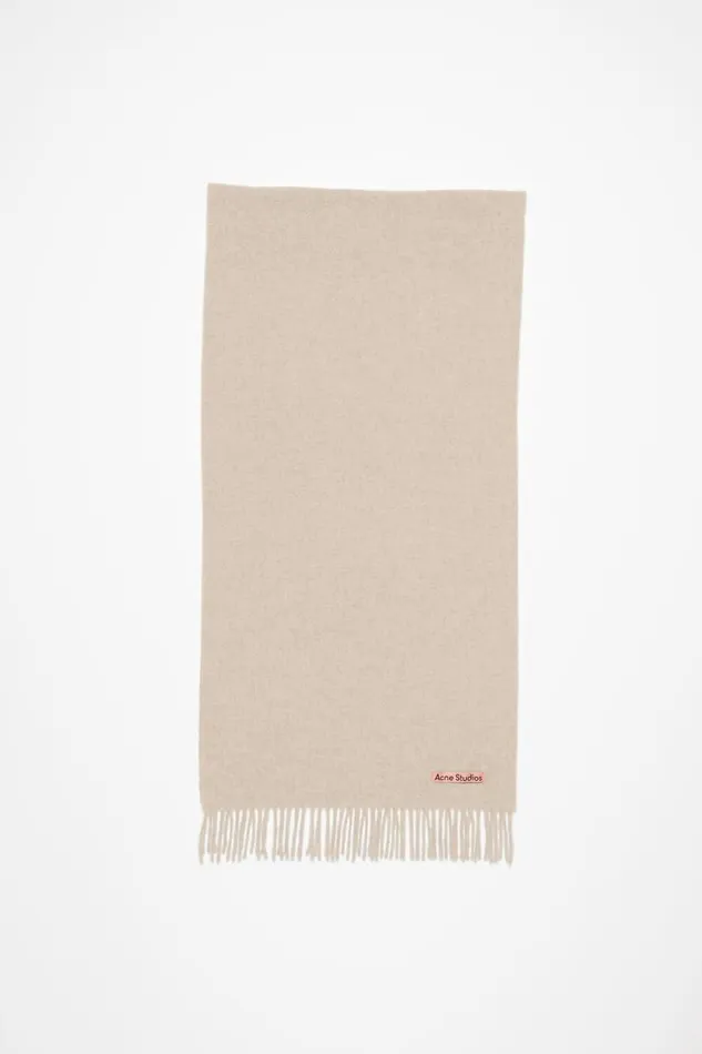 Acne Studios Fringe Wool Scarf Narrow Oatmeal Melange Man Scarves