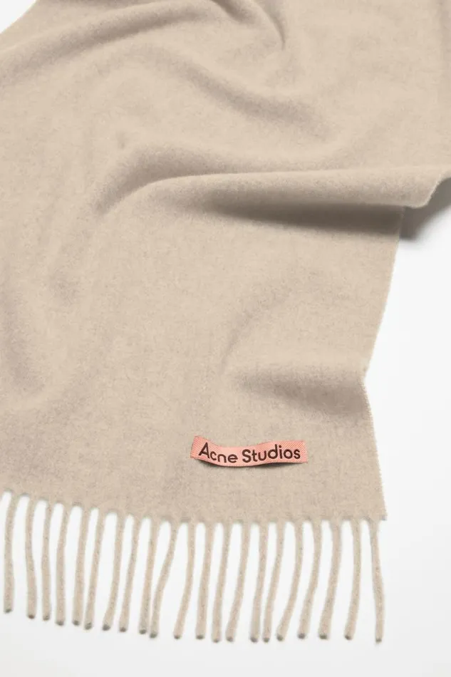 Acne Studios Fringe Wool Scarf Narrow Oatmeal Melange Man Scarves