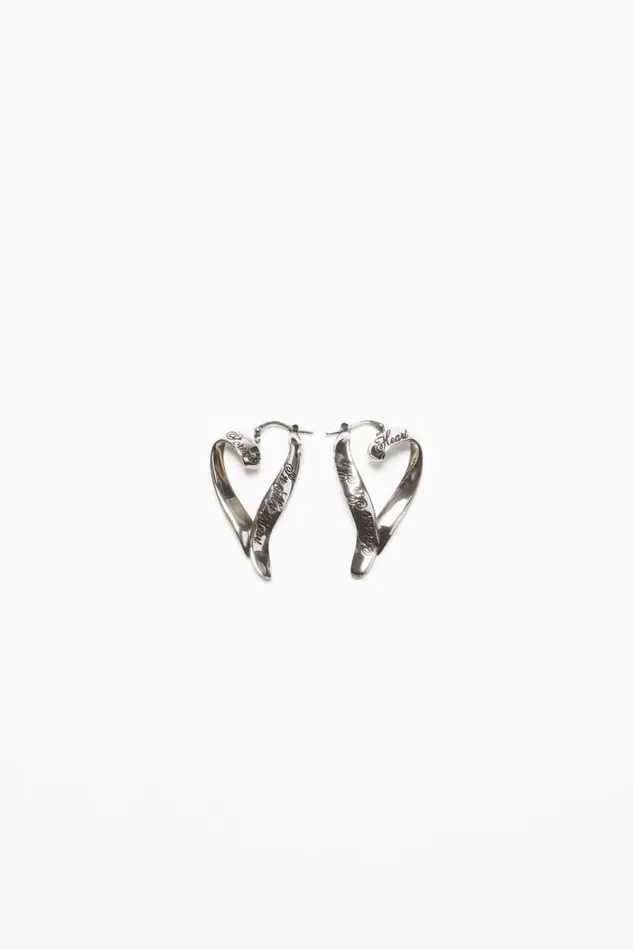 Acne Studios Heart Hoops Antique Silver Woman Jewellery